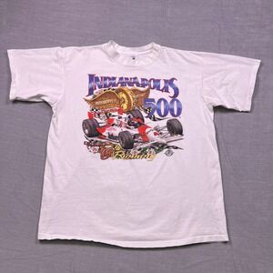 VTG Indianapolis 500 Racing T Shirt Mens XXL White Delta Cotton USA Made 1990s